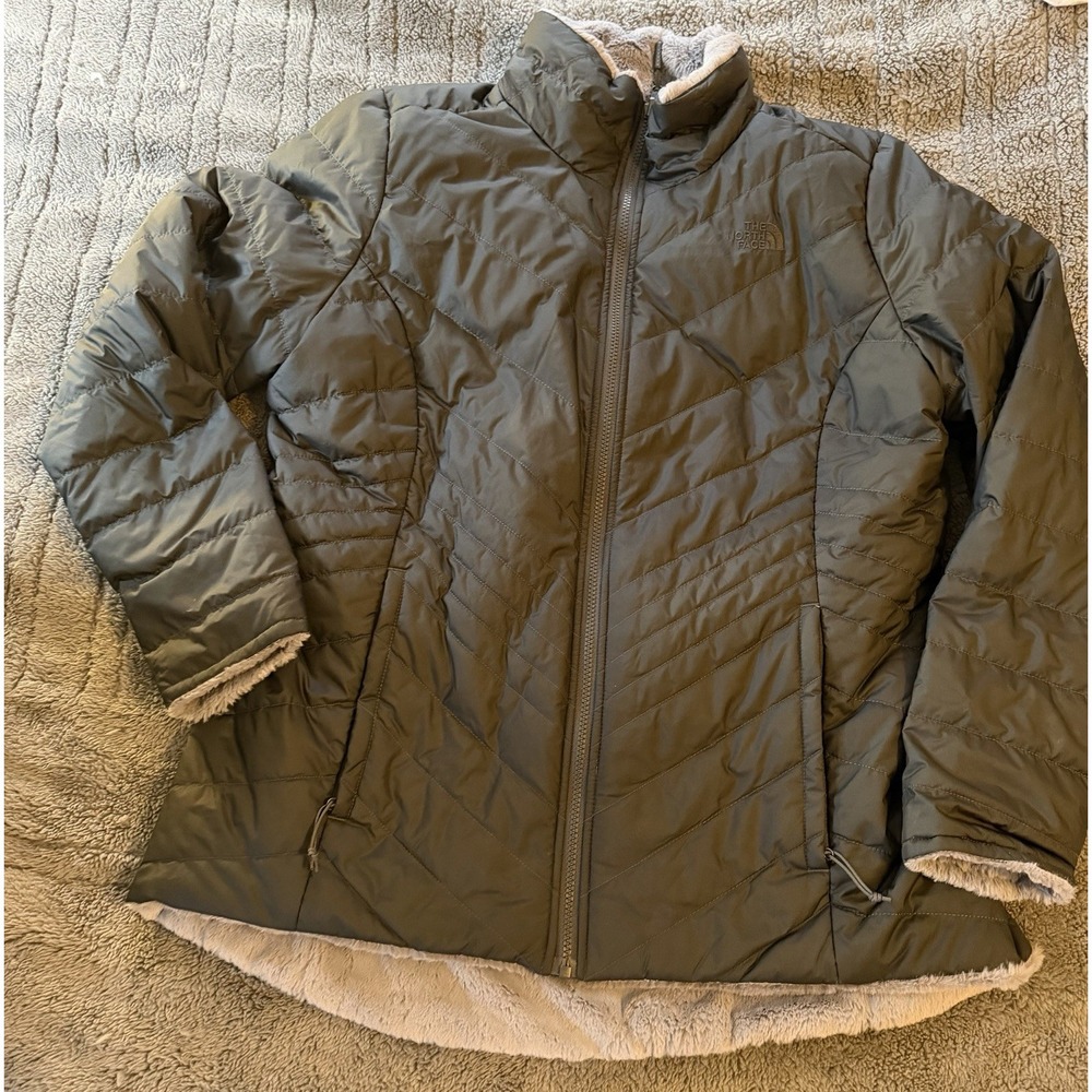 THE NORTH FACE MOSSBUD INSULATED REVERSIBLE JACKET WOMEN'S Black Grey XL Outdoor